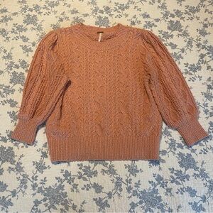 Free People Villa Cable Pullover Sweater Bubble Bath Pink Size XS